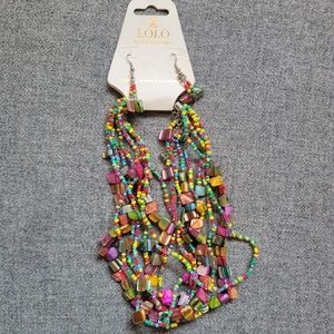 Lolo by New Dimensions Beaded Necklace and Earrings NWT